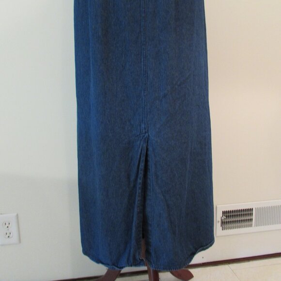 Vintage White Stag Patchwork Snowman Cotton Denim Jumper Maxi Dress XL - Picture 9 of 16